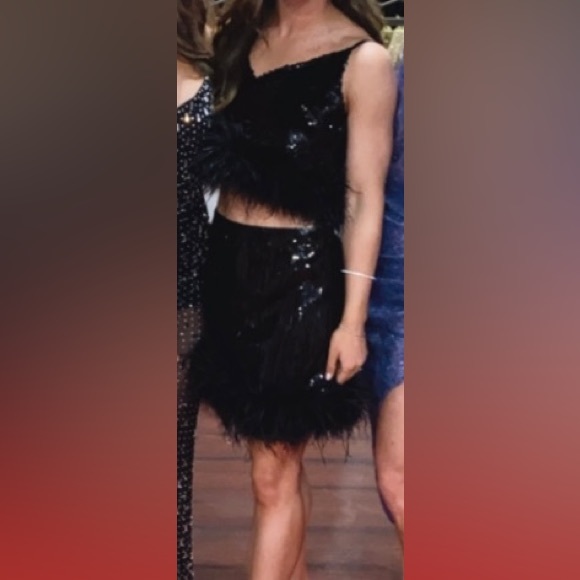 12th Tribe SET Darling Black Sequin Novelty Crop Top and Mini Skirt - SOLD OUT - Picture 5 of 5